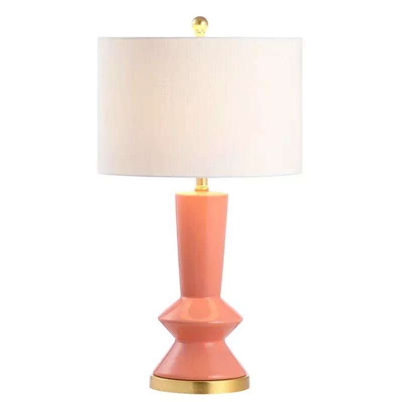 Ziggy Ceramic Table Lamp – Coral and Brass Gold