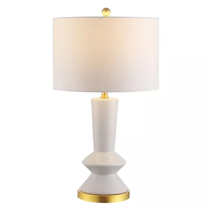 Ziggy Ceramic Table Lamp – White and Brass Gold